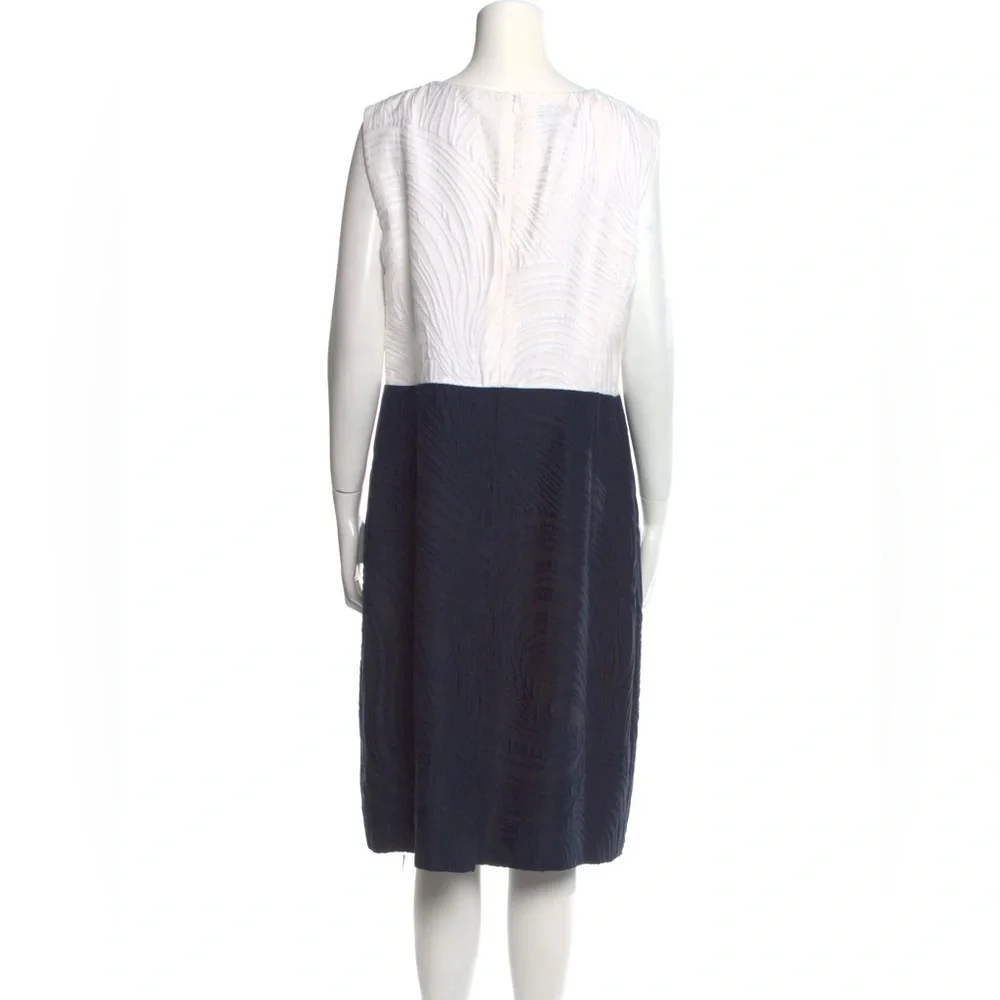 Escada Colorblock Pattern Midi Length Dress, Blue/White 16571
